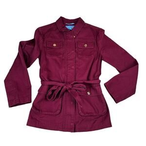 NWOT Red Maroon Draper James Twill Field Collared Jacket Deep Berry S